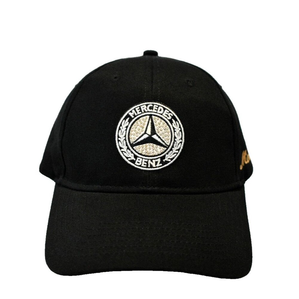 Mercedes-Benz Embroidered Women's Baseball Hat Cap Black Rhinestone Bling Logo